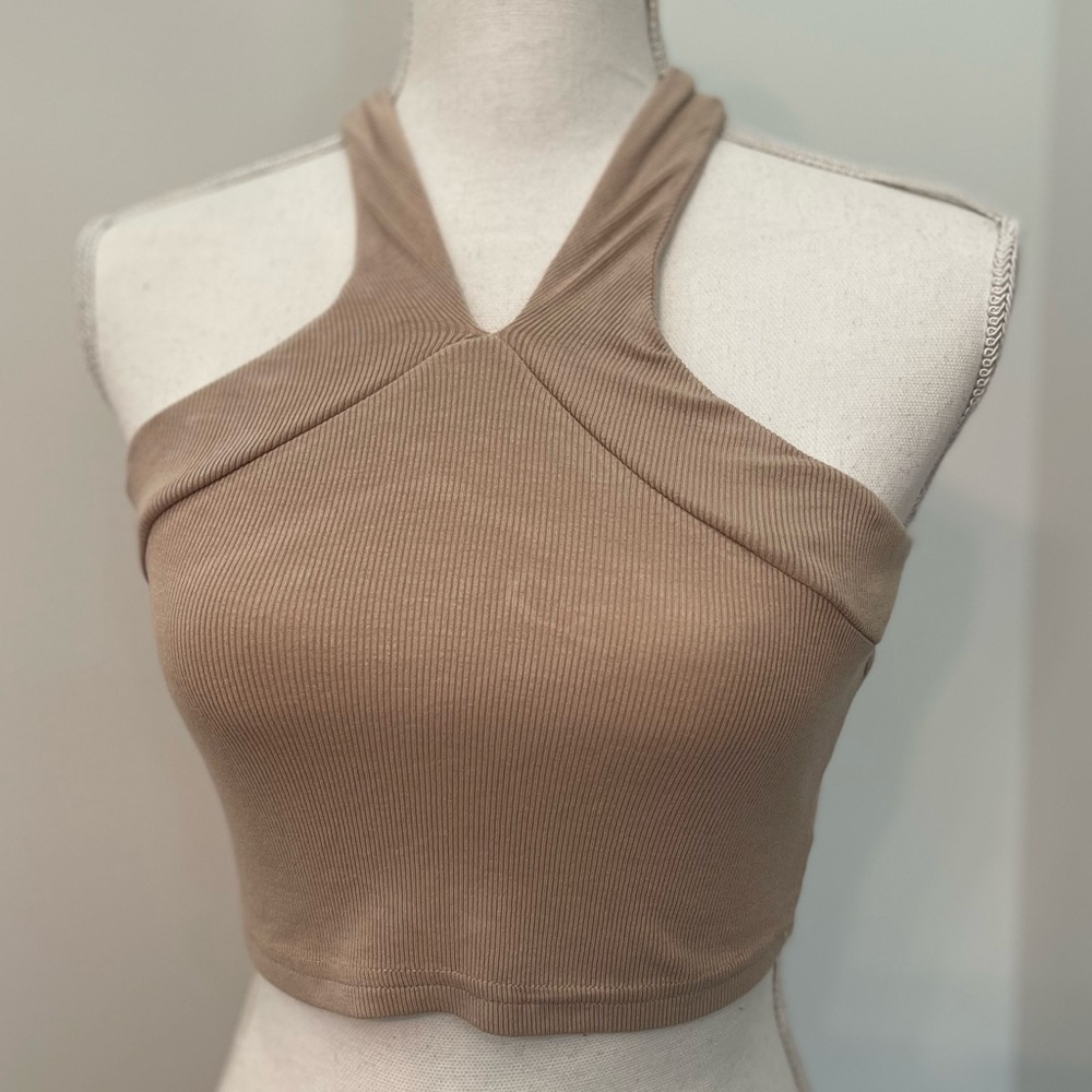 POL Tan bohemian halter top NWT S